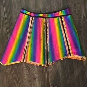 Dollskill Vibrant Metallic Rainbow Skirt w/ Zipper